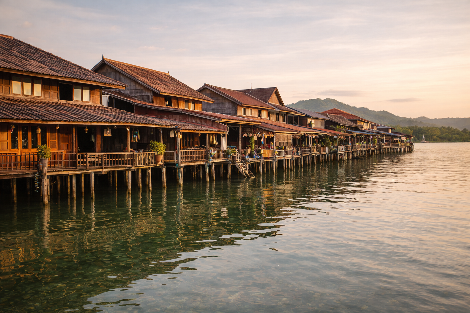 Old Town wooden stilt houses waterfront